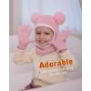 image:imageToddler Winter Hat Gloves Set Baby Girls Boys Winter Beanie Hats Fleece Lined Kids Earflaps Face Warmer Scarf Set Grey