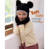 image:imageToddler Winter Hat Gloves Set Baby Girls Boys Winter Beanie Hats Fleece Lined Kids Earflaps Face Warmer Scarf Set Grey