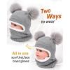image:imageToddler Winter Hat Gloves Set Baby Girls Boys Winter Beanie Hats Fleece Lined Kids Earflaps Face Warmer Scarf Set Grey