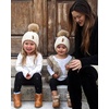 image:imageFURTALK Toddler Beanie Satin Lined Baby Boys Girls Winter Hats Pom Pom Beanies for KidsBeige
