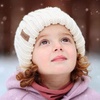 image:imageFURTALK Toddler Beanie Satin Lined Baby Boys Girls Winter Hats Pom Pom Beanies for KidsWhite