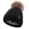 image:imageFURTALK Toddler Beanie Satin Lined Baby Boys Girls Winter Hats Pom Pom Beanies for KidsBlack