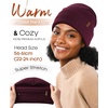 image:imageFURTALK Satin Lined Beanie for Women Men Knit Beanie Hat Acrylic Winter Hats Warm Slouchy Skull CapDark Wine