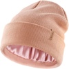 image:imageFURTALK Satin Lined Beanie for Women Men Knit Beanie Hat Acrylic Winter Hats Warm Slouchy Skull CapPink