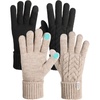 image:imageFURTALK Winter Gloves for Women Touch Screen Thick Warm Ski Snow Gloves for Cold Weather 2 PairsBlackkhaki