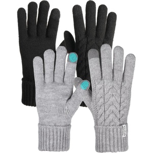 image:imageFURTALK Winter Gloves for Women Touch Screen Thick Warm Ski Snow Gloves for Cold Weather 2 PairsBlackgrey