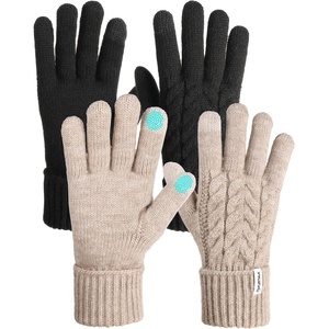image:imageFURTALK Winter Gloves for Women Touch Screen Thick Warm Ski Snow Gloves for Cold Weather 2 PairsBlackkhaki