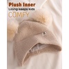 image:imageFURTALK Baby Winter Hat Pom Pom Beanie with Fleece Lined Toddler Warm CapWhitelight Khaki