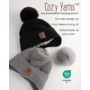 image:imageFURTALK Baby Toddler Winter Hat Fleece Lined Earflap Pom Beanie 2 PackBlackgray