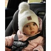 image:imageFURTALK Baby Toddler Winter Hat Fleece Lined Earflap Pom Beanie 2 PackWhitelight Khaki