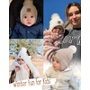 image:imageFURTALK Baby Toddler Winter Hat Fleece Lined Earflap Pom Beanie 2 PackWhitelight Khaki