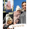 image:imageFURTALK Baby Toddler Winter Hat Fleece Lined Earflap Pom Beanie 2 PackWhitepink