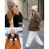 image:imageFURTALK Cuffed Beanie for Women Men with Embroidered Smiley Face PatchBeige