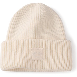 image:imageFURTALK Cuffed Beanie for Women Men with Embroidered Smiley Face PatchBeige